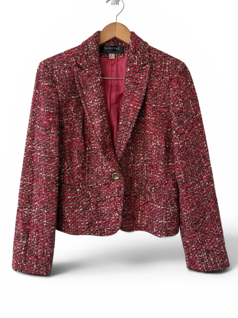 Signature by Larry Levine Bouclé Tweed Wool Blend Blazer Jacket Size 12